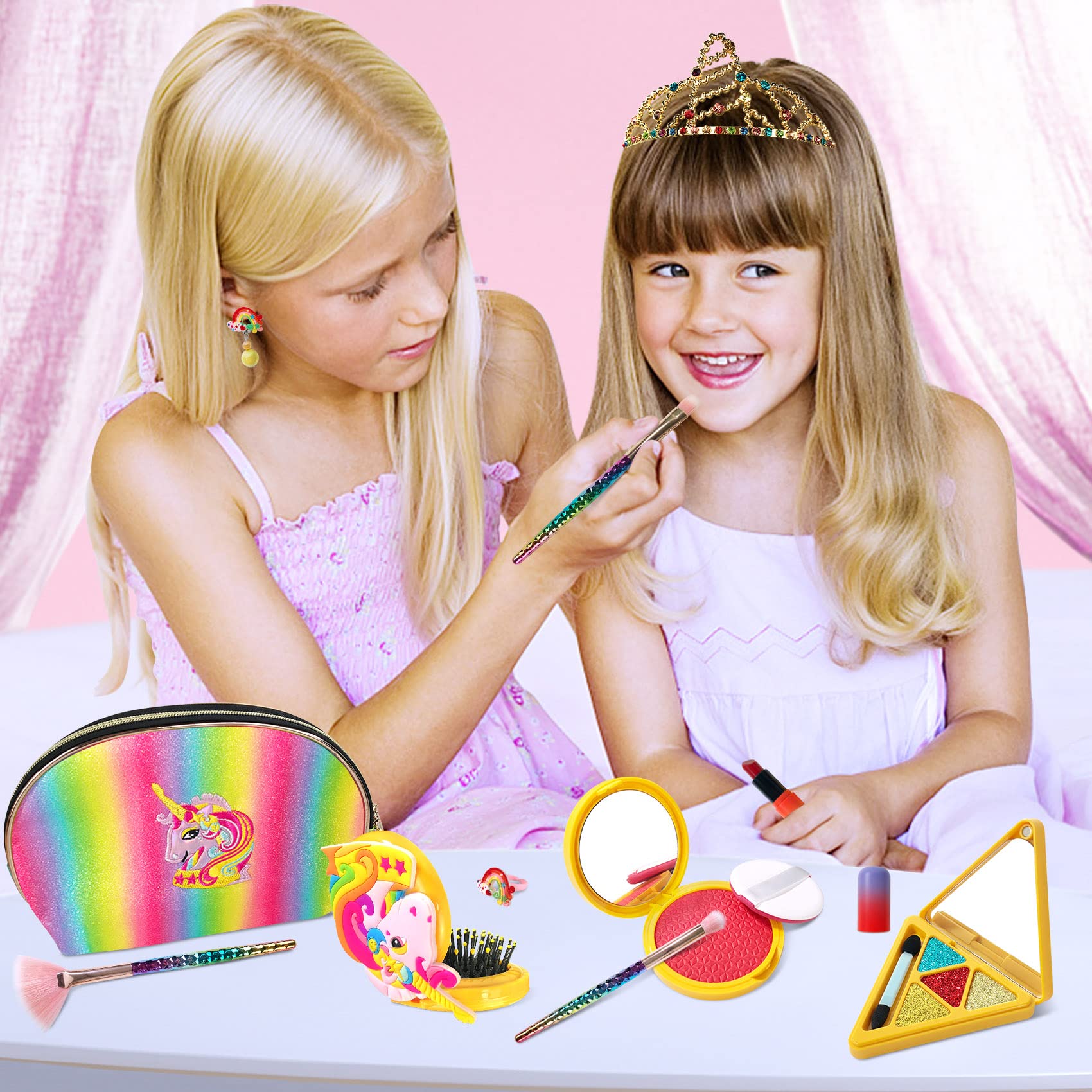 Heyzeibo Princess Dress Up Clothes & Pretend Play, Pretend Makeup Starter Kit with Purse, Crown, Shoes Jewelry for 3-12 Years Old Girls Toddler Birthday Halloween Christmas Costumes Party