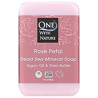 One With Nature Dead Sea Mineral Rose Petal Bar Soap, 7 Oz