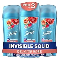 Secret Invisible Solid Antiperspirant and Deodorant, Rose Scent, 2.6 oz (Pack of 3)