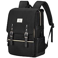 Ronyes Vintage Laptop Backpack for Women Men,15.6 inch Bookbag Casual Daypack with USB Charging Port for College Work, All Black Backpacks