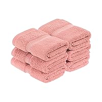 Superior Egyptian Cotton Pile Face Towel/Washcloth Set of 6, Ultra Soft Luxury Towels, Thick Plush Essentials, Absorbent Heavyweight, Guest Bath, Hotel, Spa, Home Bathroom, Shower Basics, Tea Rose