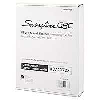 GBC Laminating Sheets, Thermal Laminating Pouches, Letter Size, 5 Mil, Speed Format, EZUse, 200 Pack (3740728)