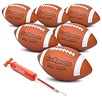 GoSports Rubber Footballs - 6 Pack of Youth Size Balls with Pump & Carrying Bag