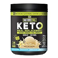 Nature Fuel Keto Meal Replacement Powder - Gluten Free with Coconut Oil MCTs and Grass-Fed Butter - Creamy Vanilla Milkshake - 14 Servings - Pantry Friendly, 17.1 Fl Oz