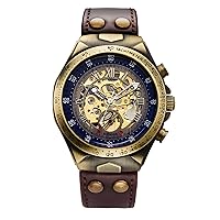 Carrie Hughes Mens Steampunk Skeleton Automatic Leather Watch CH15