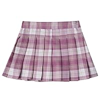 Kids Girls High Waist School Uniform Skater Scooter Plaid Skirt Schoolgirls A-line Pleated Skirt Casual Mini Skort