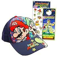 Super Mario Mario Hat for Boys 4-6 Hat Bundle with Mario Baseball Cap for Kids Plus Stickers, More Baseball Hat for Boys, Kids