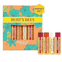 Burt's Bees Lip Balm Easter Basket Stuffers - Just Picked Gifts Set, Pomegranate, Watermelon, Sweet Mandarin, Coconut & Pear, Natural Origin Lip Treatment With Beeswax, 4 Tubes, 0.15 oz.