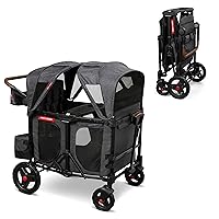Radio Flyer Voya XT Quad Stroller Wagon, 4 Seater Wagon Stroller for Kids, Baby Stroller Wagon, Gray, Large