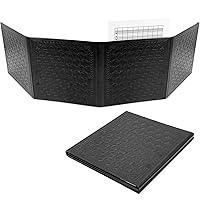DM Screen Faux Leather Embossed GM Screen - Four Panel Folding Dungeon Master Screen with Wet Erase Pockets and Compatible with Tabletop Roleplaying Games, Inserts Not Included, Black