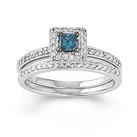 10K White Gold Natural Diamonds 1/2 Carat Total Weight (cttw) Princess Halo Diamond Bridal Ring for Women