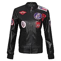 Visionary Modish Women Fashion Air-force Style Jacket - Genuine Sheepskin Leather - VM19228458 (m)