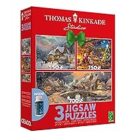 Ceaco - 3 in 1 Multipack - Thomas Kinkade - Holiday - (1) 550 Piece, (1) 750 Pieces, (1) 700 Piece Jigsaw Puzzles