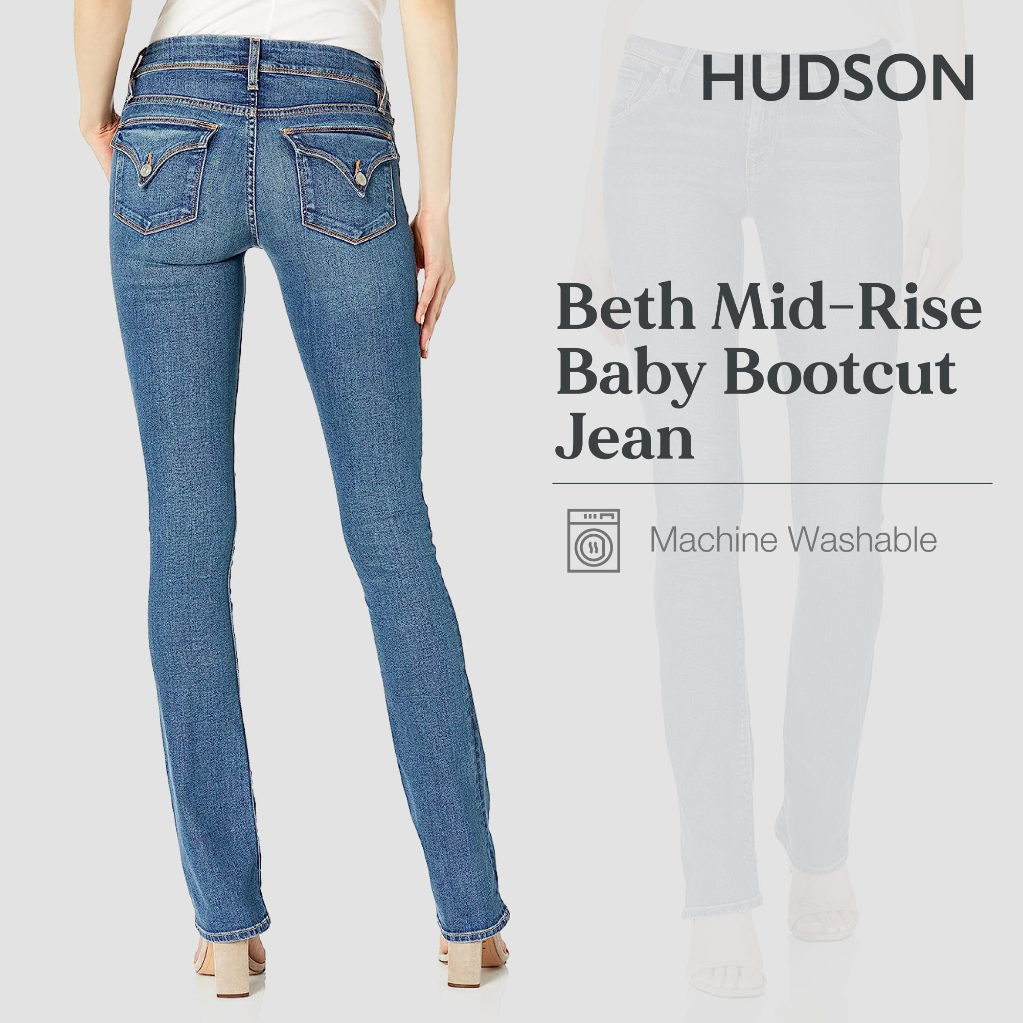 HUDSON Women's Beth Baby Bootcut Jean with Back Flap Pockets