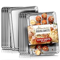 Eatex Aluminum Baking Sheet Set,12 Pack Cookie Sheet Set, 18” x 13” Steel Baking Pan Set, Quality Cookie Sheets for Baking Nonstick, Half Sheet Baking Pans Set, Baking Sheets for Oven, Half Sheet Pan