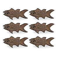 DII Decorative Unique Novelty Napkin Ring Set, Fish, 6 Count