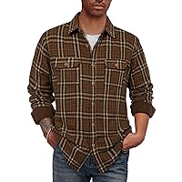 PJ PAUL JONES Flannel Shirts for Men Long Sleeve Casual Button Down Shirts Plaid Shacket for Winter