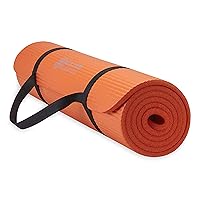 Gaiam Essentials Thick Yoga Mat Fitness & Exercise Mat with Easy-Cinch Yoga Mat Carrier Strap, 72