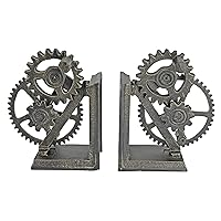 Design Toscano Industrial Gear Steampunk Decor Bookends, 15 Inch, Set of Two, Multicolored