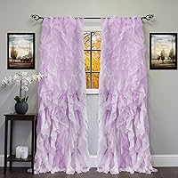 Sweet Home Collection SHRPNL-84-LAV-2PK Sheer Voile Vertical Ruffled Window Curtain Panel 50
