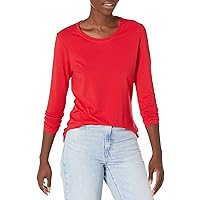 Amazon Essentials Women's Classic-Fit Long-Sleeve Crewneck T-Shirt (Available in Plus Size), Cherry Red, Small