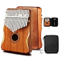 Kalimba Thumb Piano 17 Keys with Mahogany Wood,Mbira,Finger Piano Builts-in Waterproof Protective Box, Easy to Learn Portable Musical Instrument,Gift for Kids Adult Beginners (Mahogany)