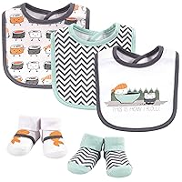 Hudson Baby Unisex BabyCotton Bib and Sock Set