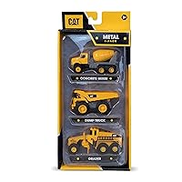 CAT Construction Toys Construction Die Cast Metal 3 Pack Vehicles - Dump Truck/Cement Mixer/Grader for Ages 3+