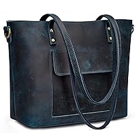 S-ZONE Women Genuine Leather Tote Bag Shoulder Handbag Vintage Crossbody Purse