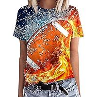 XJYIOEWT Dressy Tops for Women Night Out 3/4 Sleeve Women Casual Printing Shirts Round Neck Short Sleeve Tee Tops Tunic