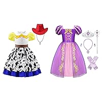 Cowgirl Costume and Purple Princess Dress for Girls (7-8 Years/140)