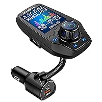 Upgraded Bluetooth FM Transmitter for Car, Wireless Radio Adapter Kit W 1.8