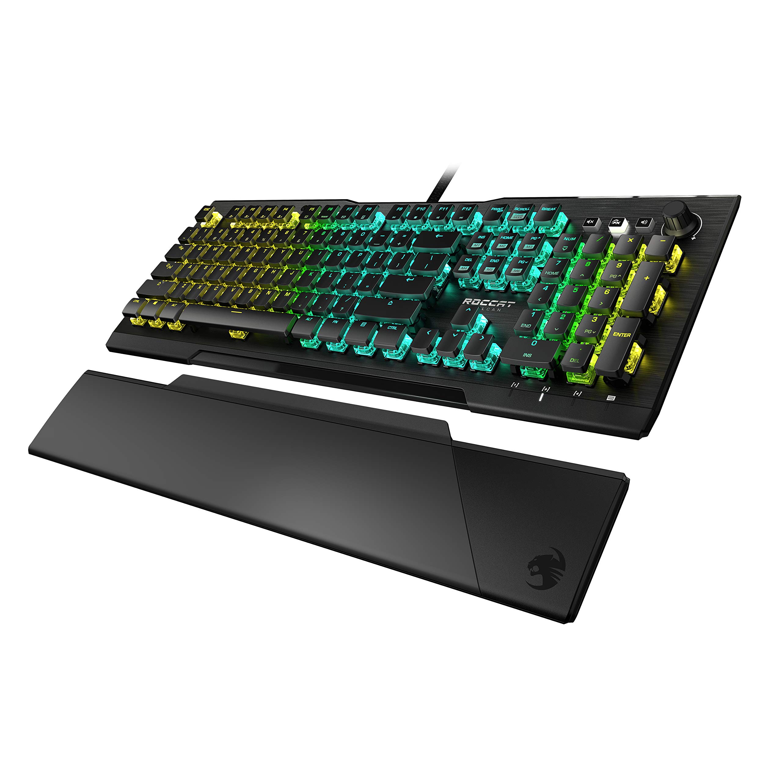ROCCAT Vulcan Pro Linear Optical PC Gaming Keyboard, Titan Switch Full Size with Per Key AIMO RGB Lighting, Anodized Aluminum Top Plate and Detachable Palm/Wrist Rest, Low Profile, Black