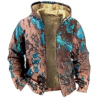 Men Coats Winter With Hood Fleece Lined Zipper Coat Heated Oversized Graphic Sport Jacket