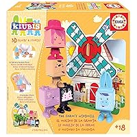 Educa Kiubis - 3D Blocks and Stories - 13 Piece Set - The Farm's Windmill - Ages 18 Months+