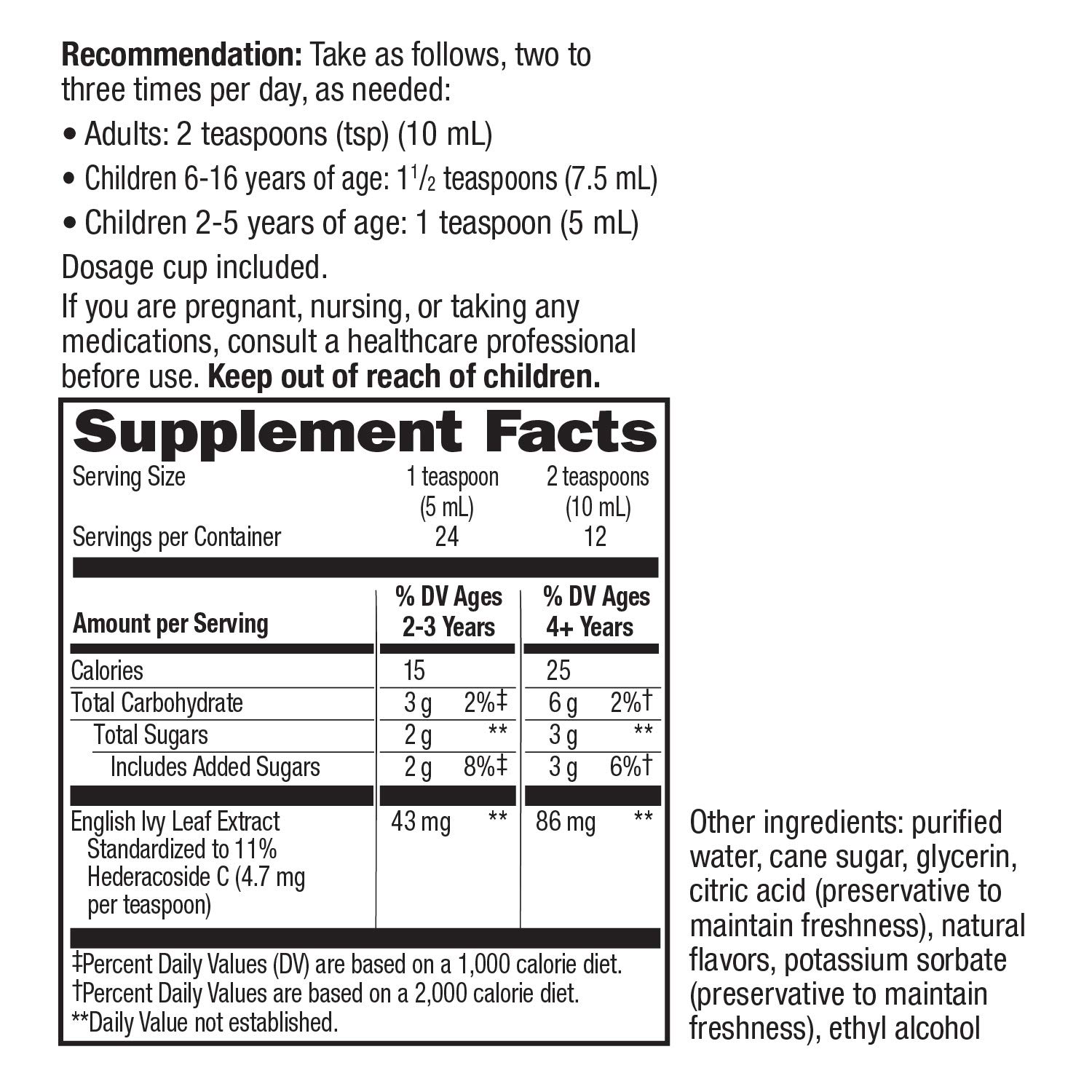 Nature's Way Bronchial Soothe Ivy Leaf 99.9% Alcohol-free Non-Drowsy Syrup, 120 ML (4 Fl Oz.)