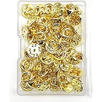 JIANYI Lapel Pin Backs 50PCS Brass Clutch Badge Insignia Clutches Pin Backs Replacement (Gold)