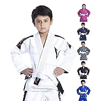 Brazilian BJJ Gi Jiu Jitsu Gi for Child Kids Gi Uniform Durable Pant & Jacket 100% Cotton with Free Belt