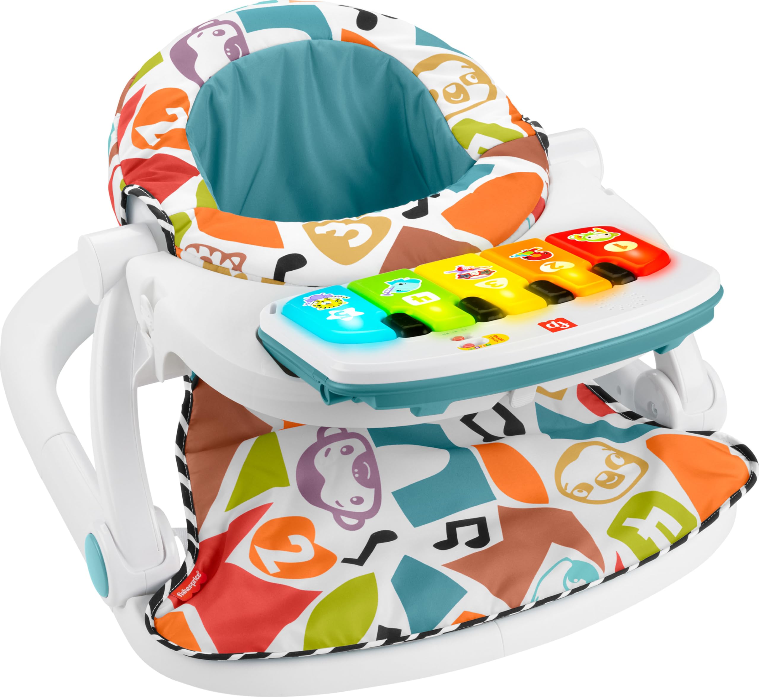 Fisher-Price Baby Portable Chair Deluxe Kick & Play Sit-Me-Up Floor Seat with Piano Learning Toy & Snack Tray for Infants to Toddlers