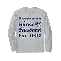 Boyfriend Fiance Husband Shirt Est 1993 Wedding Anniversary Long Sleeve T-Shirt