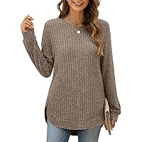 Womens Crew Neck Dressy Top,Casual Long Sleeve Pullover Sweaters Henley Tunic Tops Trendy Fashion Shirts