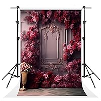 Kate 5x7ft Pink Red Rose Flowers Decoration Photography Backdrops Modern Interior European Style Wall Photo Background Wedding Portrait Backdrop Shooting