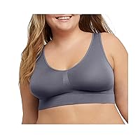 JUST MY SIZE Hanes Women's Seamless Bralette, Pure Comfort Light Support Pullover Bra, Plus Sizes