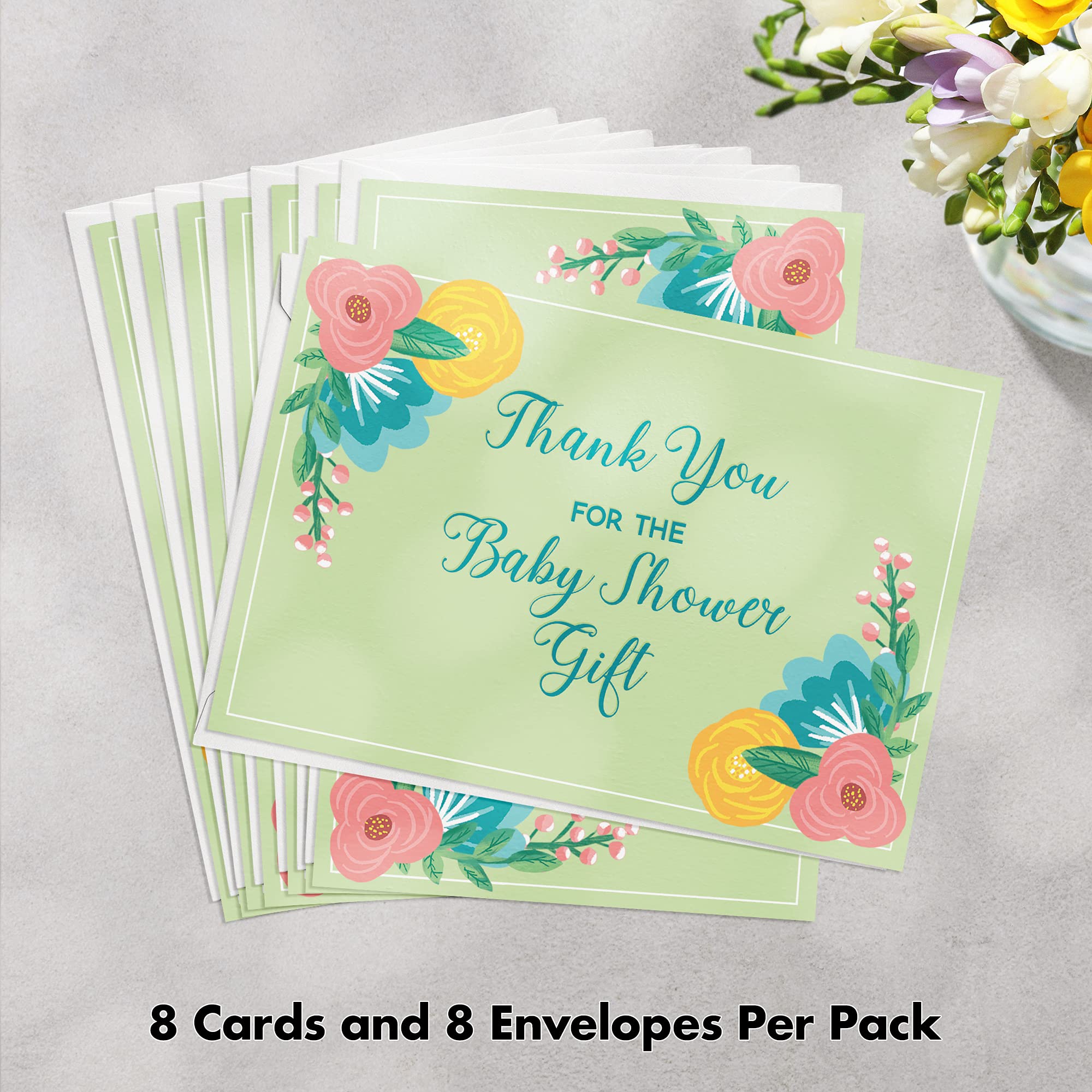 Designer Greetings Thank You Cards, Gender Neutral (8 Thank-You Notes and Envelopes for Baby Shower - Baby Boy or Baby Girl)