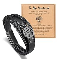 UNGENT THEM Leather Tree of life Bracelets for Men Husband, Grandpa, Fathers' Day Birthday Christmas Valentine's Day Gifts for Men