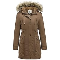 WenVen Women's Winter Thicken Fleece Jacket Fur Hooded Military Parka Coat
