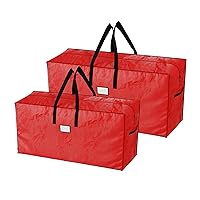 Christmas Tree Storage Bags - Set of 2 Woven Totes for up to 16-Foot Artificial Trees - Protects Holiday Decorations from Damage by Elf Stor (Red)