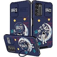 (2in1 for Samsung Galaxy A03S Phone Case for Women Cute Girls Cover Astronaut Fun Funny for Teen Boys Cool Cartoon NASA Design with Camera Cover and Ring Stand Funda for Samsung A03S 5G Case