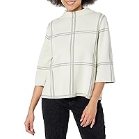 MULTIPLES Women's Three Quarters Flare Sleeve Mock Neck Sweater Top