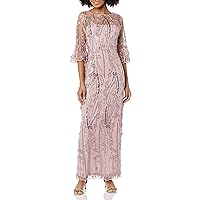 Adrianna Papell Women's Long 3D Floral Sequin Gown